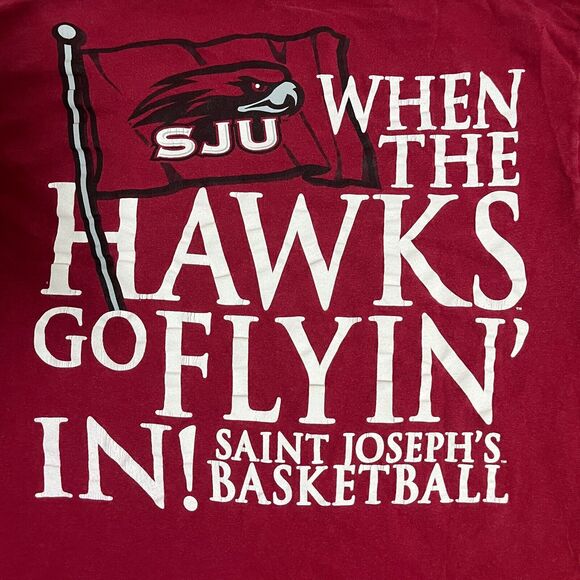 Saint Josephs University Hawks NCAA March Madness Champion Red T Shirt Sz M 2013 - Picture 7 of 8